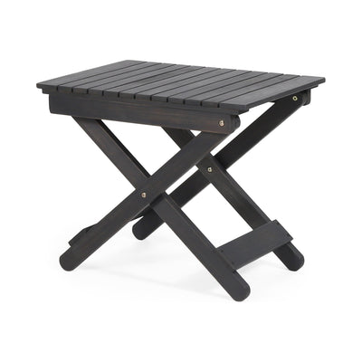 Outdoor Folding Wooden Side Table, Dark Gray, 15"D x 22.75"W x 18.25"H - Korvel