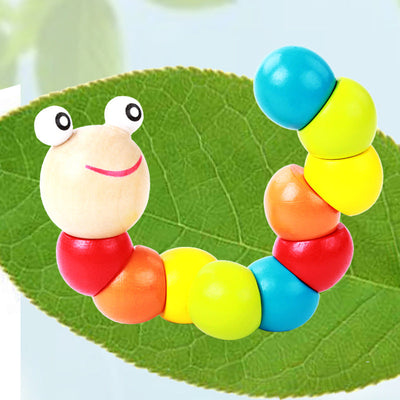 Colorful Simulation Caterpillar Twist Worm Baby Educational Early Education Wooden Toy Doll Worm Building Blocks - Korvel
