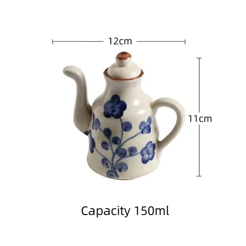 Dispensador de Aceite y Vinagre Kuibai de Cerámica Azul y Blanca