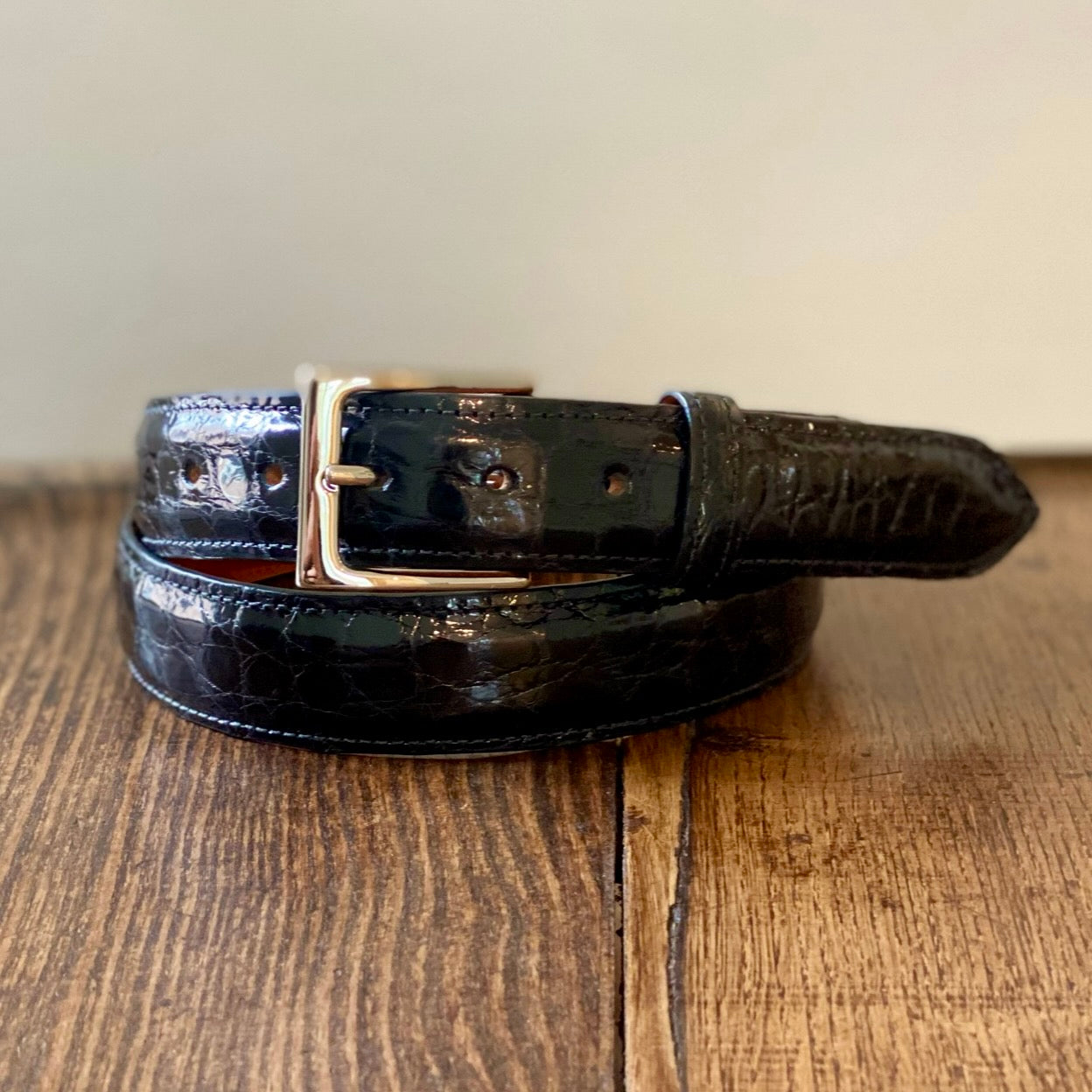 Premium Black Glazed Full Skin Belt