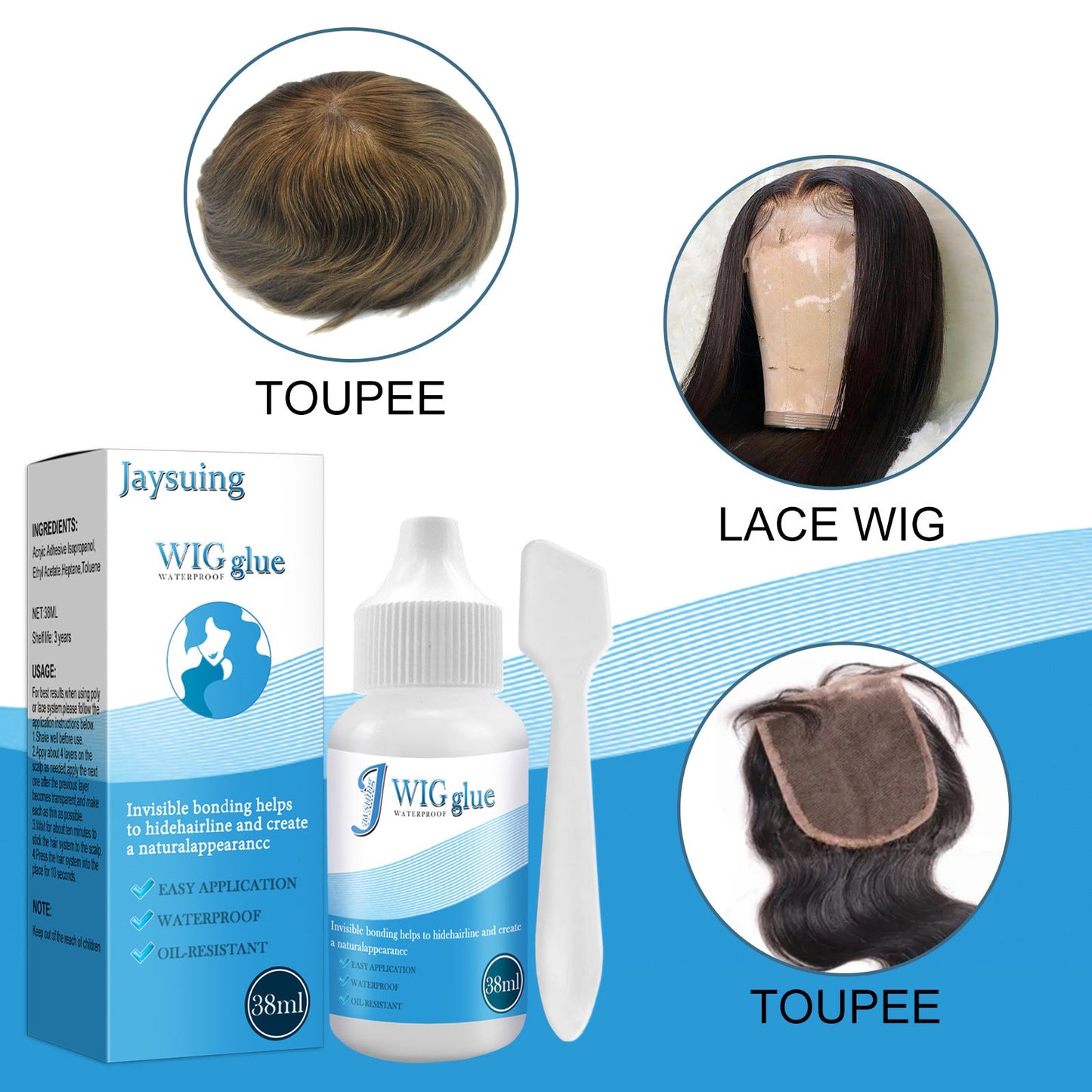 Jaysuing Invisible Lace Wig Glue - Strong & Skin-Friendly