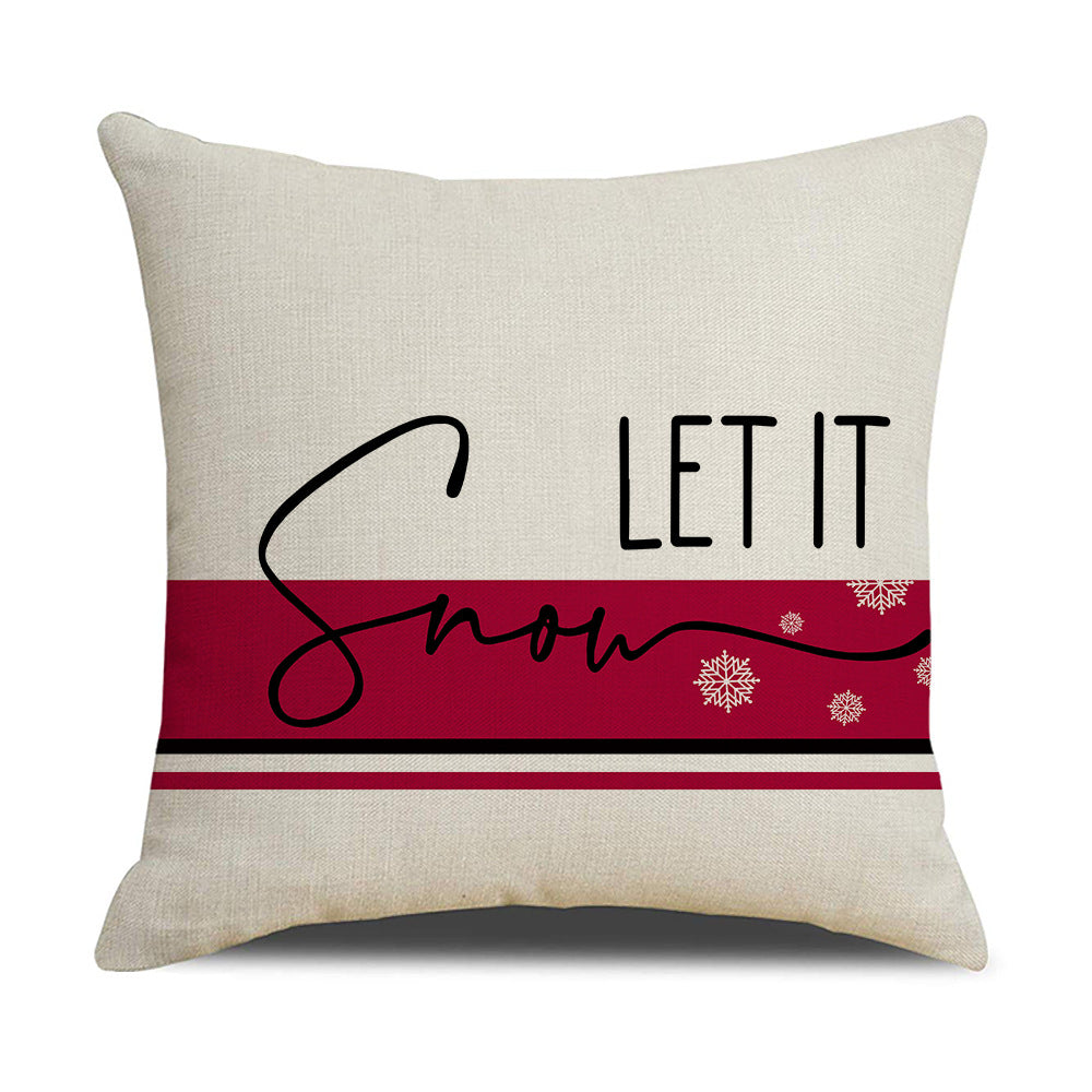Pink Cartoon Christmas Pillowcase - Premium Linen Cushion Cover