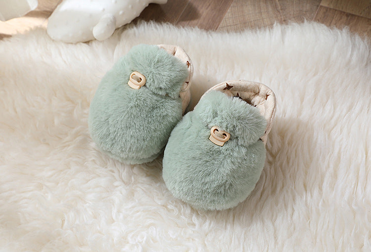 Newborn Plush Footwear Winter Thickened And Padded Infant Soft Bottom Step Front Shoes Warm Fur Baby Toddler Shoes - Korvel