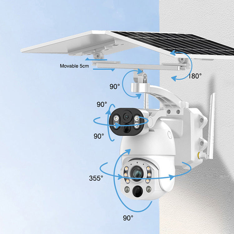 Caméra de surveillance solaire extérieure à double objectif premium