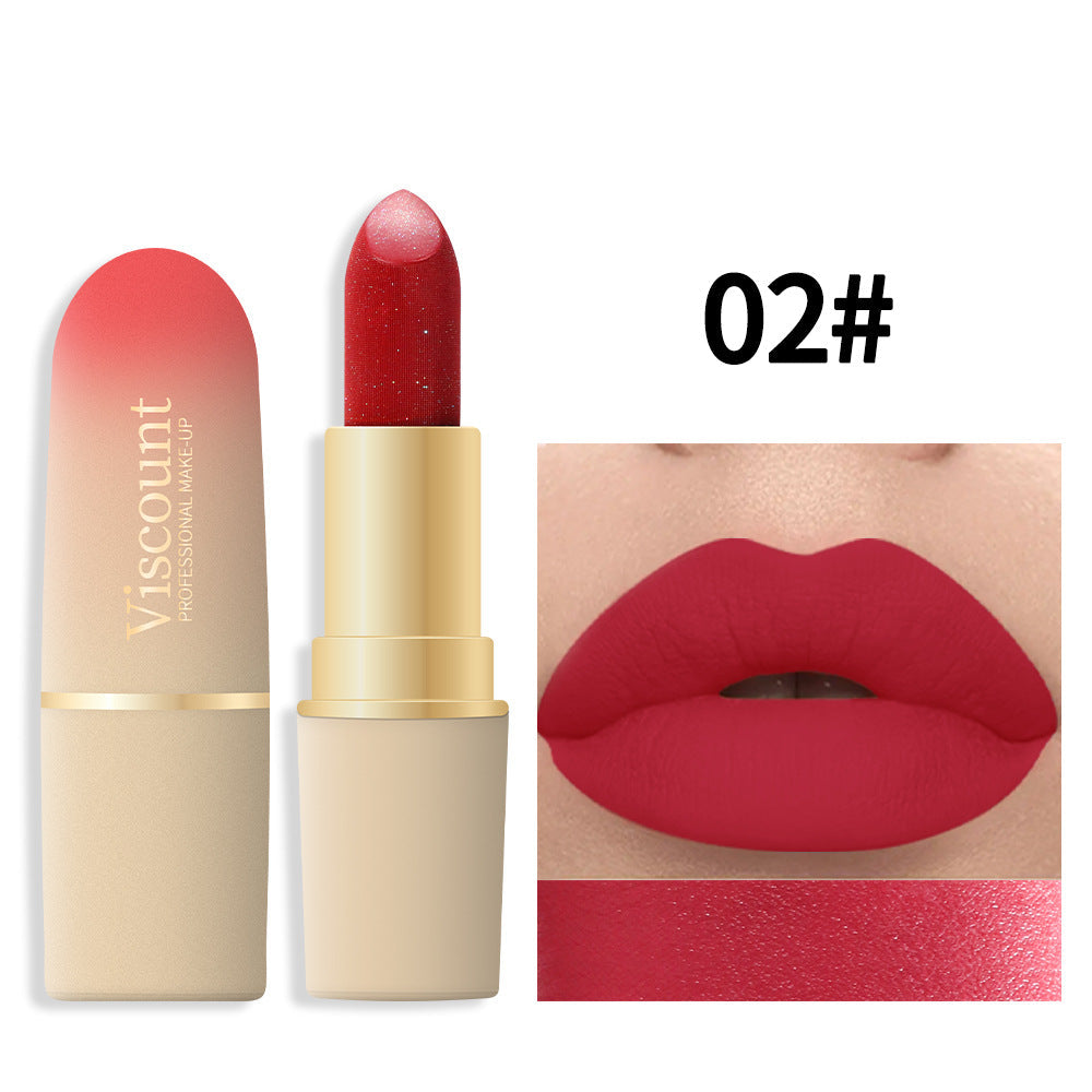 Waterproof And Durable Lipstick Velvet Fine Glitter Matte Lip And Cheek Dual-Use Lipstick - Korvel