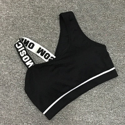 New Letter Cut Out Sports Bra Women Fitness Yoga Push up Gym Padded Sports Top Athletic Sexy Workout Running Clothing P165 - Korvel