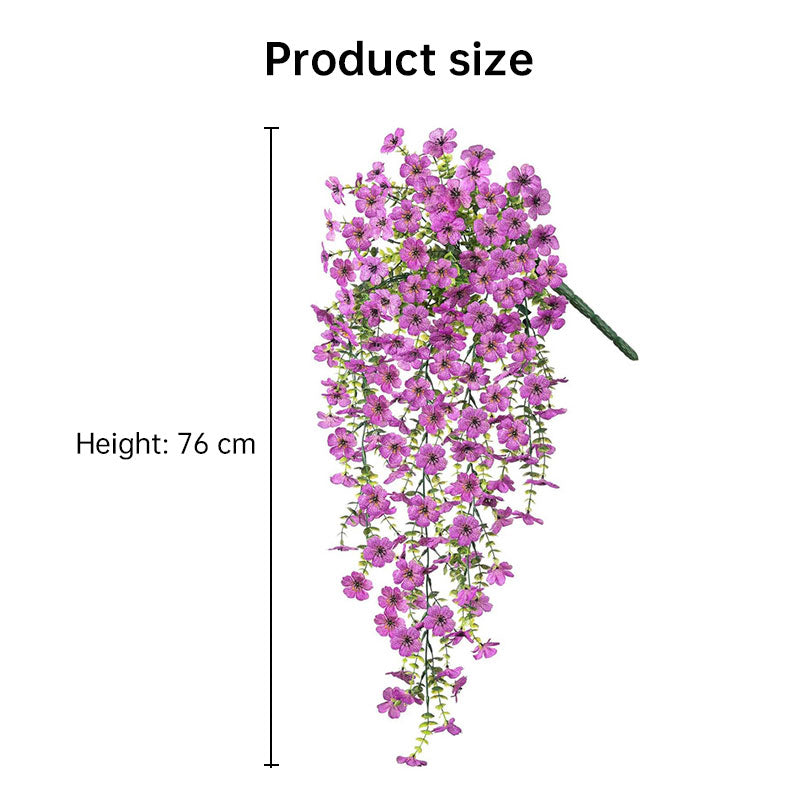 Purple hanging artificial flowers, vines for wedding arch, home, garden, party, autumn decor, fake eucalyptus, plant decor, 2 pc - Korvel