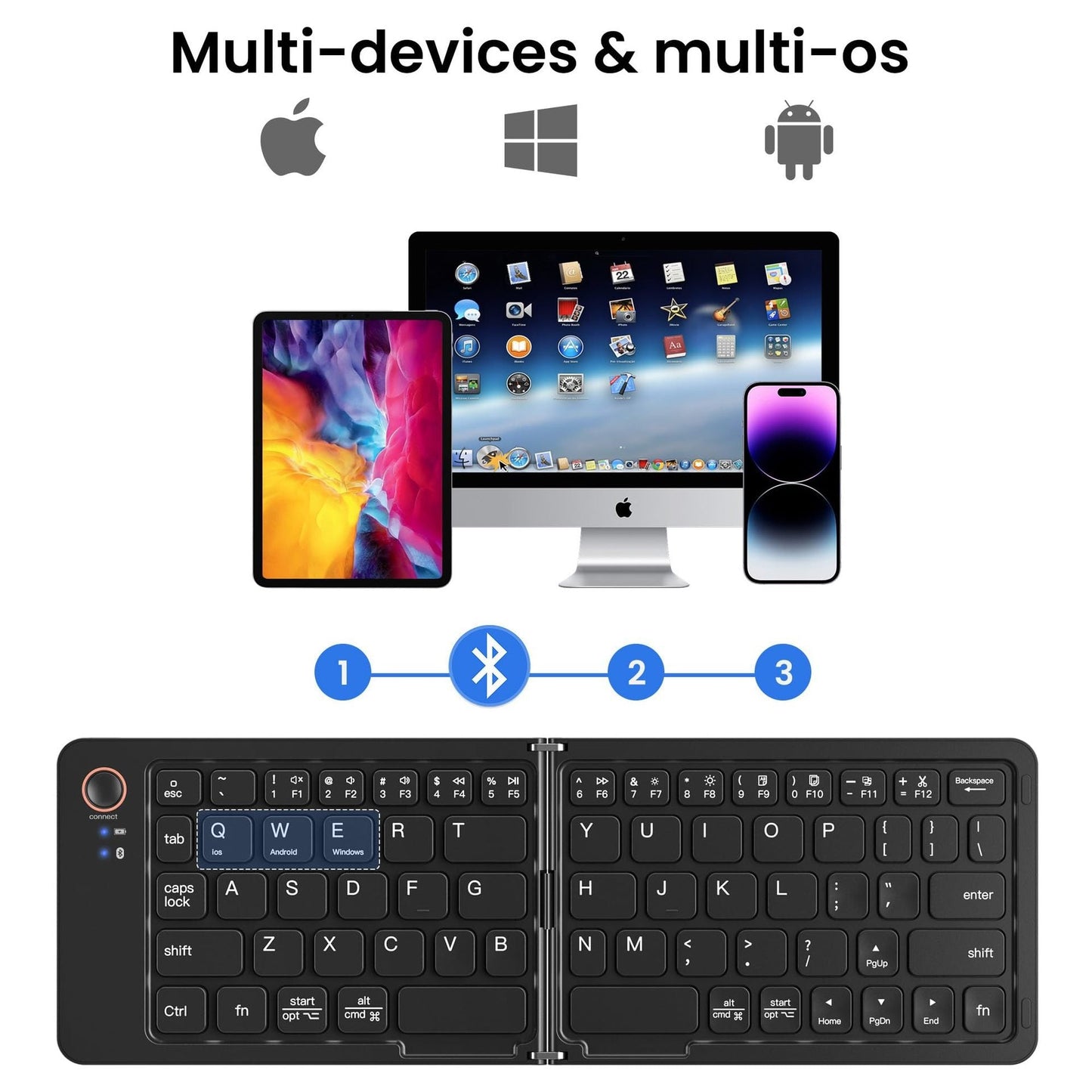 Ultra Slim Folding Portable Bluetooth Keyboard
