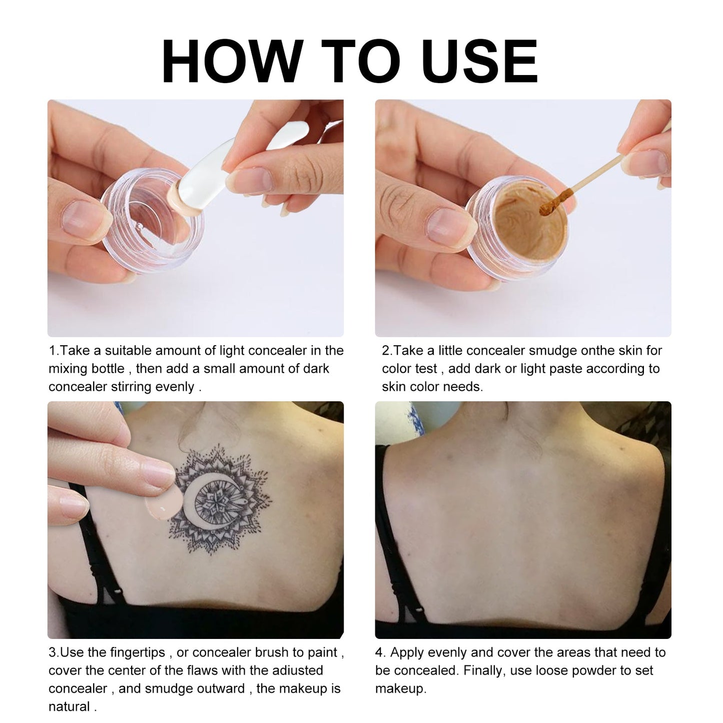 Tattoo Concealer, Waterproof Brightening Cover Tattoo Scars Birthmark Invisible Two-Tone Concealer - Korvel