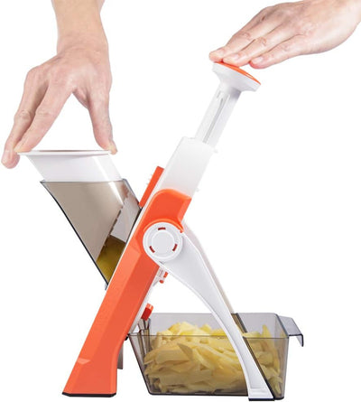 Premium Mandoline Slicer - Versatile Vegetable Cutter (Orange)