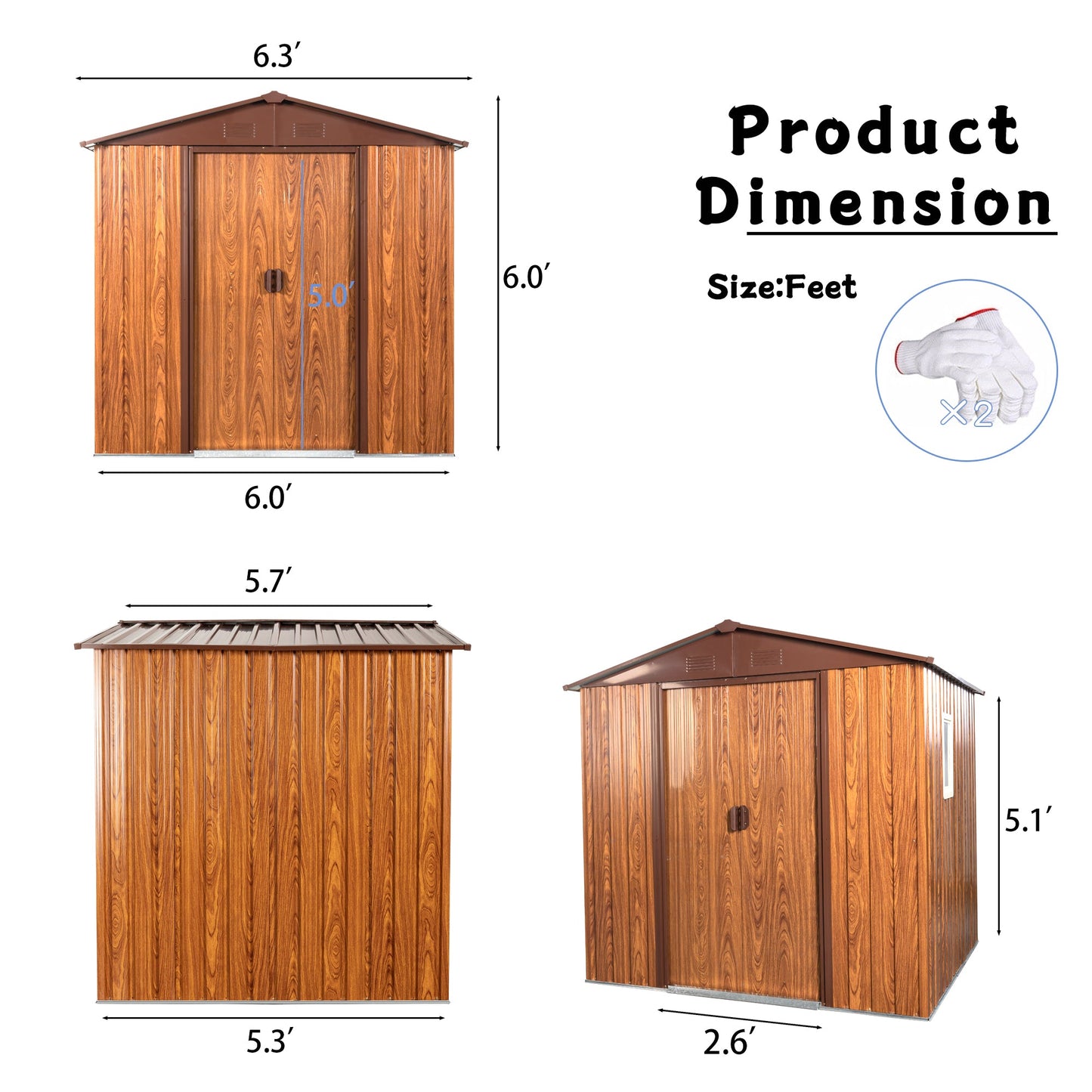 6ft x 6ft Premium Outdoor Metal Storage Shed with Window