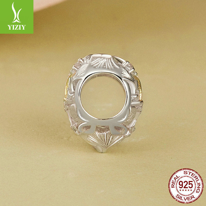 Silver Charm Ginkgo Leaf Splicing Love DIY Bracelet Beads Loose Beads Romantic Autumn Leaves s925 Pure Silver Beads - Korvel
