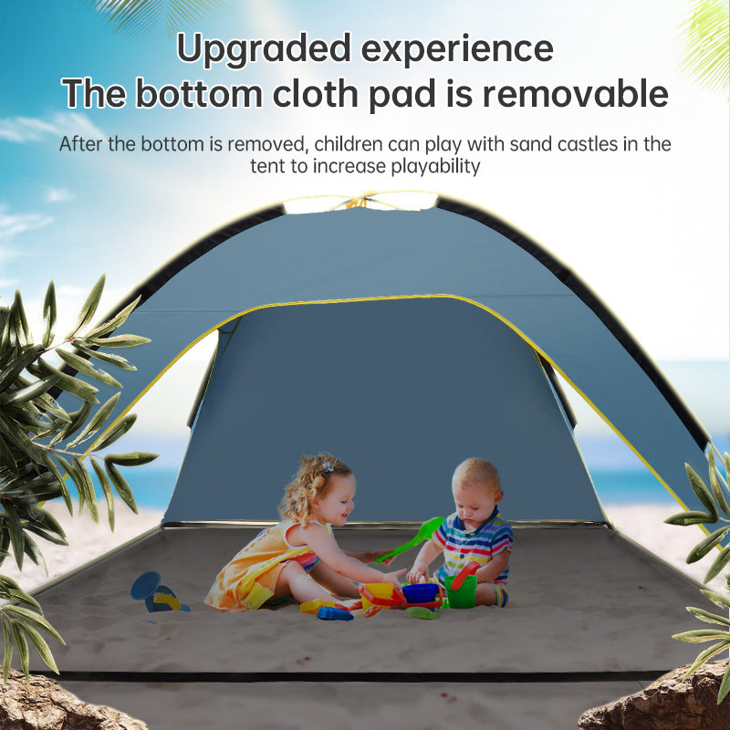 Quick-open beach tent, sun shelter, light shade for outdoor camping, 3-vented, spacious design - Korvel