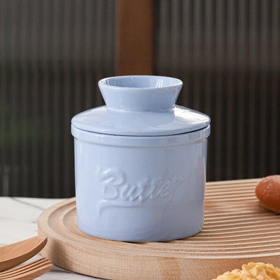 Ceramic yellow oil tank relief red butter storage tank cheese butter dish with lid set - Korvel