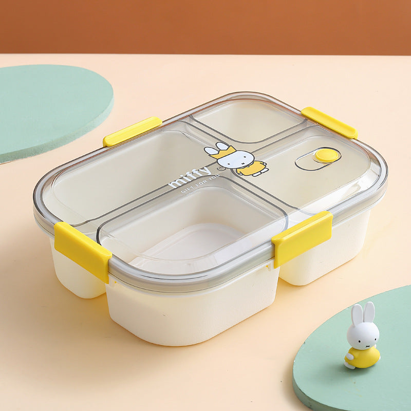 Fashion cartoon cute four-grid microwaveable lunch box bento box lunch box - Korvel