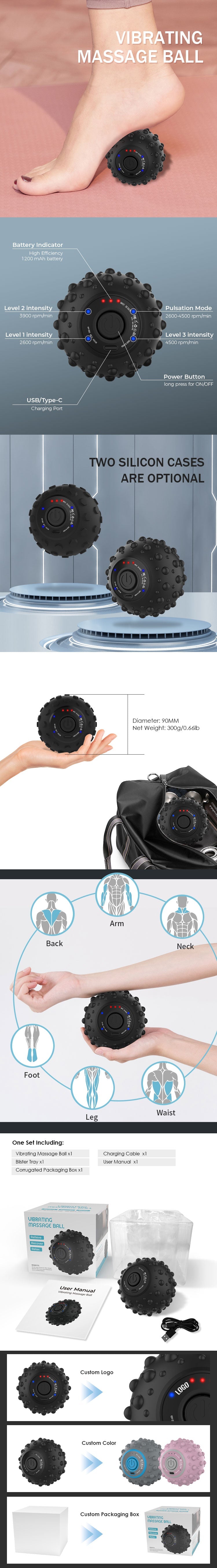 Waterproof Cheap Electronic Yoga Fitness Therapy Massage Ball with 4 Speeds Vibrating Massage Ball - Korvel