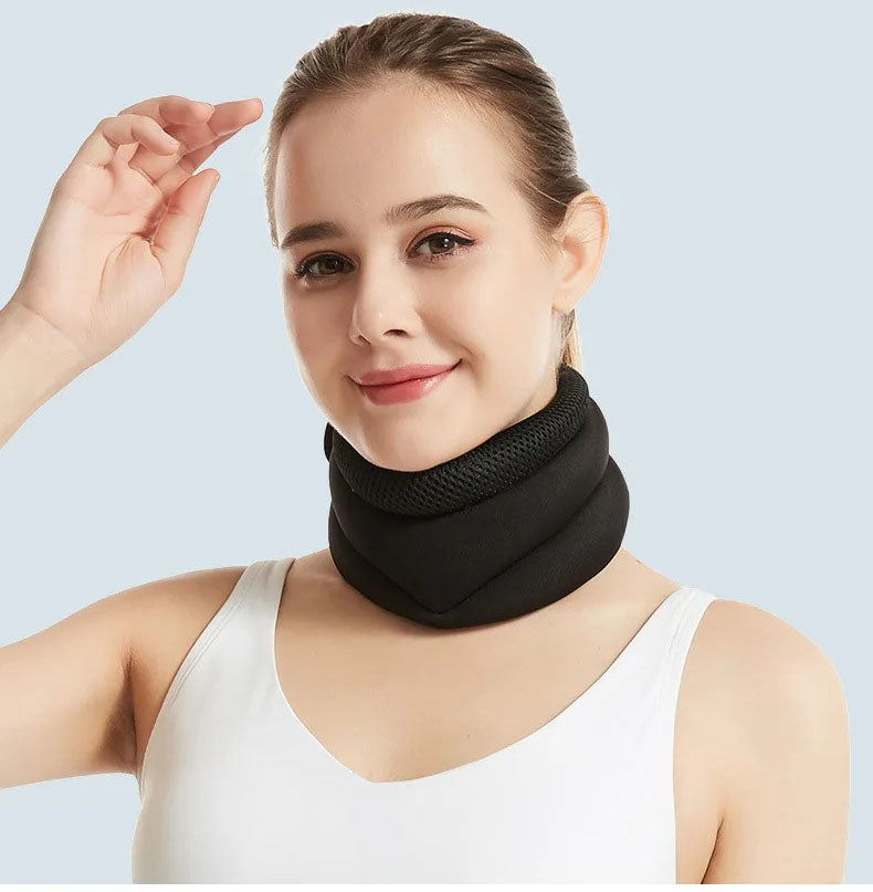 Three layer sponge neck support, breathable, high elasticity, anti bowing, forward leaning, cervical neck decompression, office neck cover - Korvel