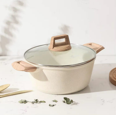 Medical stone non-stick pot soup pot stew pot frying pan wok milk pot frying pan steaming marble granite pot set - Korvel