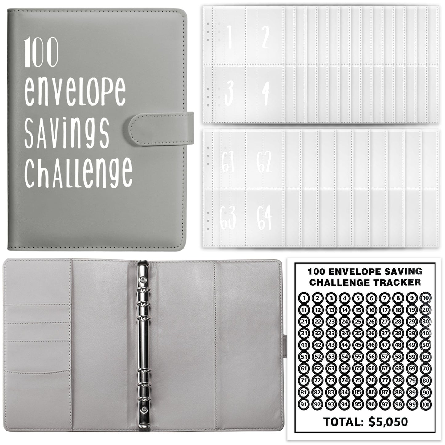 100 Day Challenge Loose leaf Notebook Couple's Savings Notebook Money Saving Envelope Budget Savings Notebook Notepad - Korvel