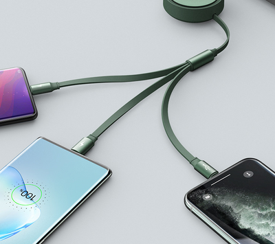 Neutral one to three data cable fast charging extension cable charging cable three in one data cable - Korvel
