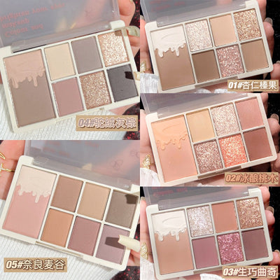7 Color Eyeshadow Palette Red Wine Glitter Pearly Lasting Acrylic Eyeshadow Palette Korean Eyes Makeup Palette Beauty Makeup - Korvel