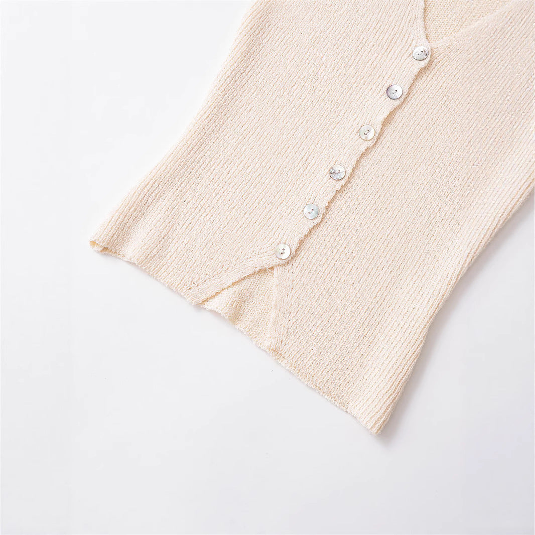 Unique Round Neck Solid Color Cardigan for Spring