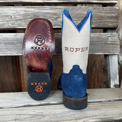Kids' Blue Suede Bull Rider Boots | Roper - Korvel