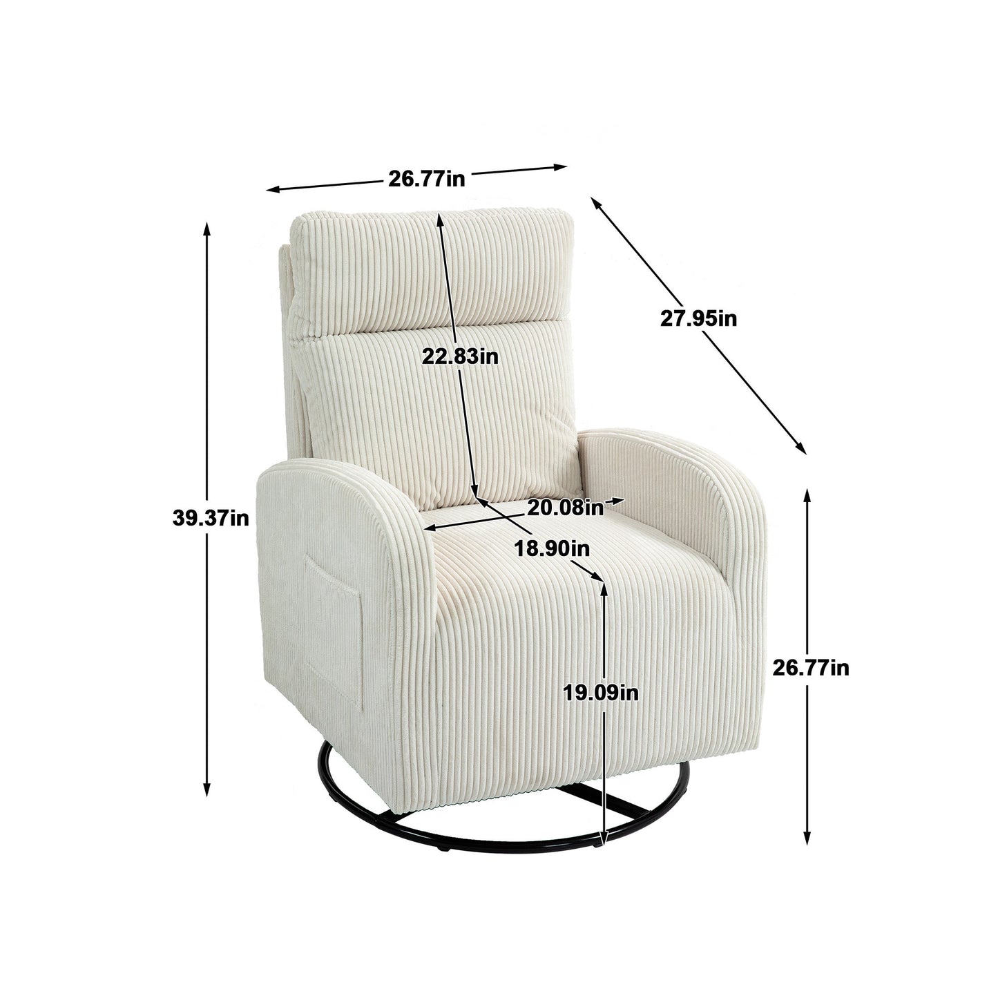 Silla mecedora giratoria tapizada JiaDa en beige