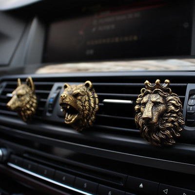 Clip de ambientador para coche con cabeza de animal de resina creativa