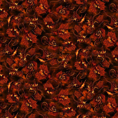 Tissu en coton Flame Dragon Fire Battle - 44"/45" par yard