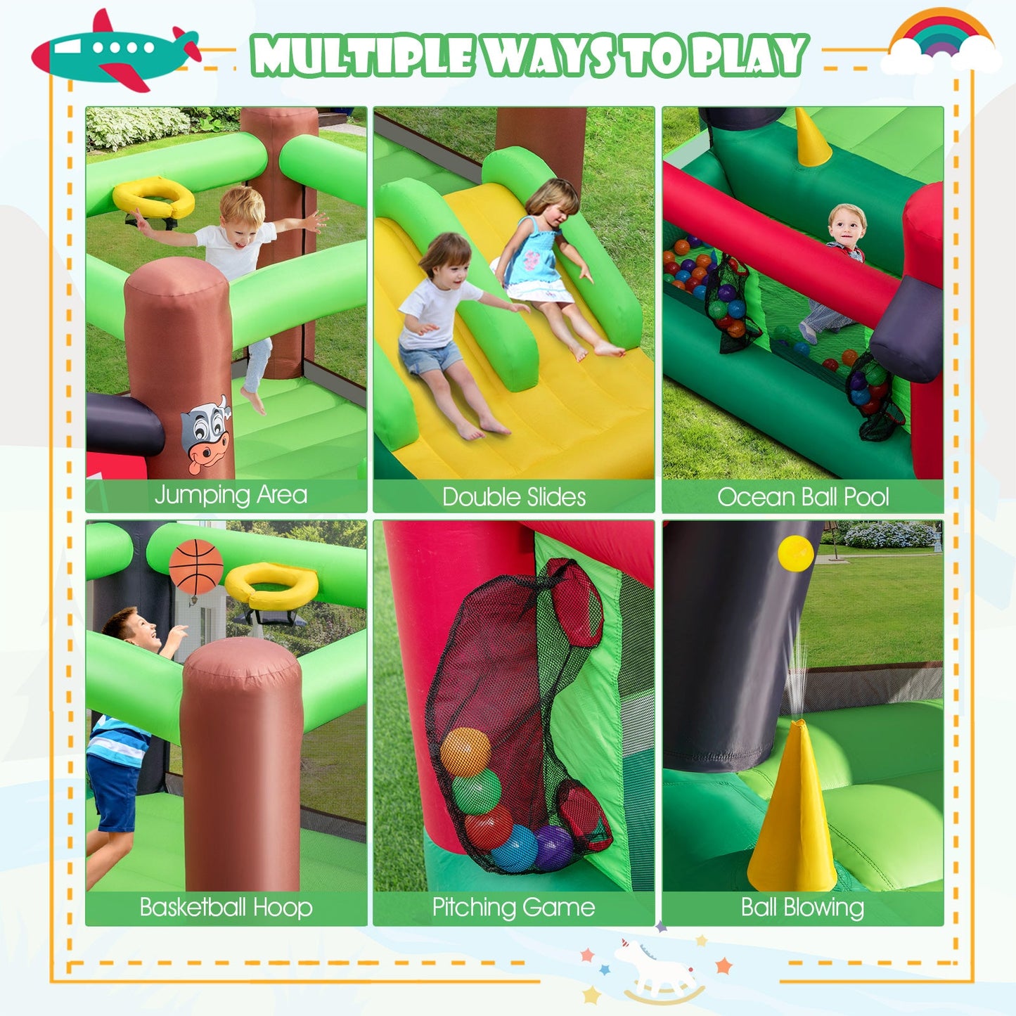 Casa Inflable 6 en 1 con Doble Tobogán