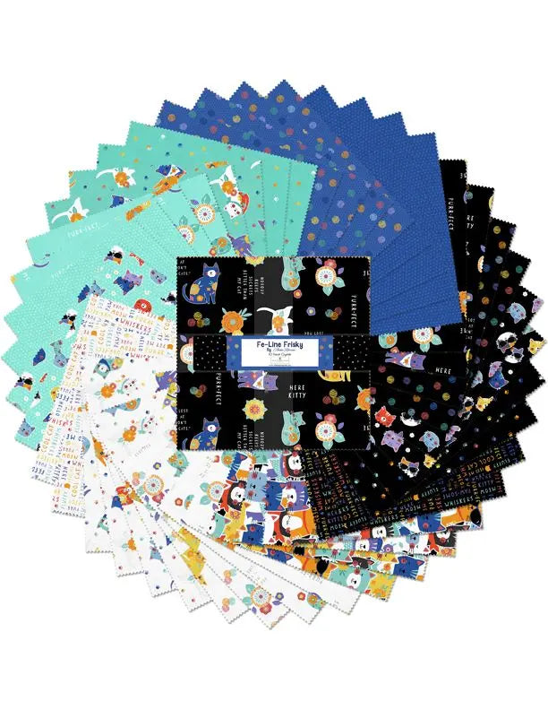 Fe-Line Frisky Cotton Fabric Squares - 10 Karat Crystals