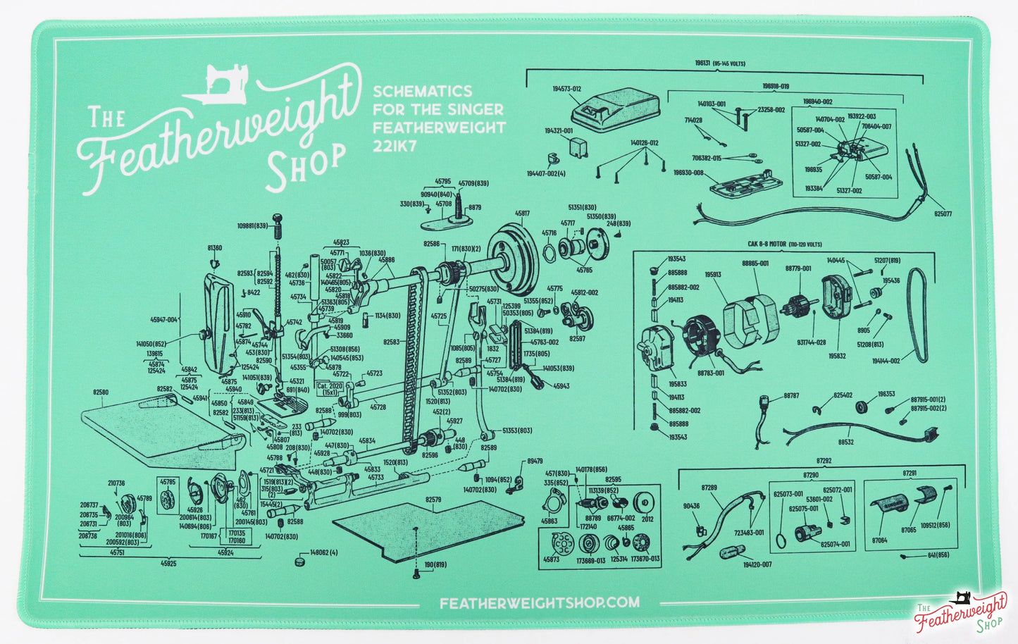 Featherweight Schematic Servicing Mat for White 221K7 Machine