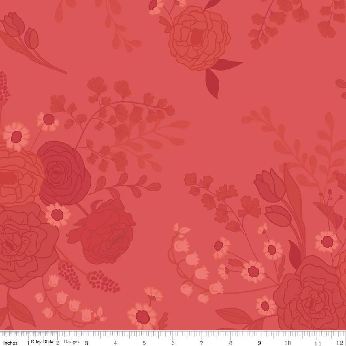 Tissu large en coton à motifs floraux tonals First Blooms Berry