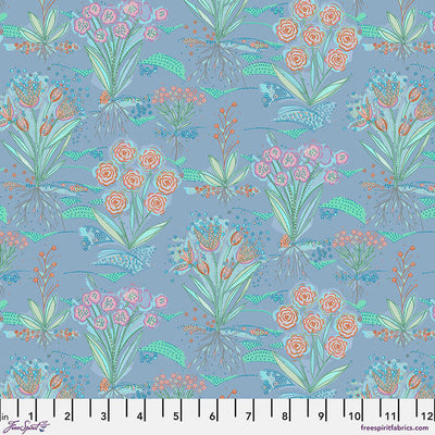 Tela de algodón periwinkle Flourish And Bloom Garden por yarda