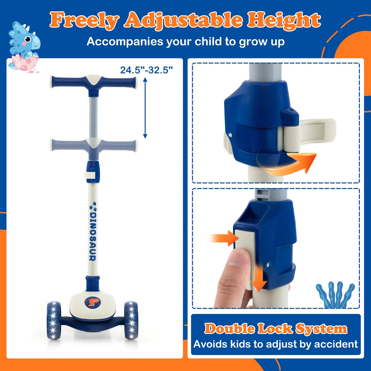 Trottinette Pliable pour Enfants avec Plateforme Extra Large et Roues Éclairées