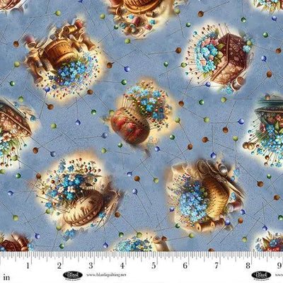 Forget Me Not Slate Cotton Fabric - 44"/45" Per Yard