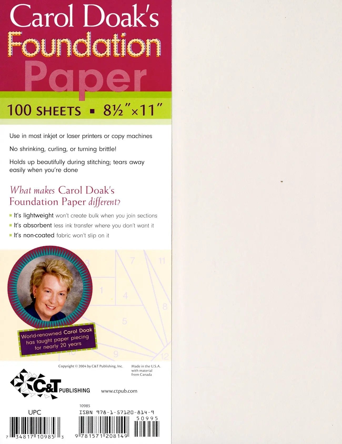 Foundation Paper by Carol Doak - 100 Sheets