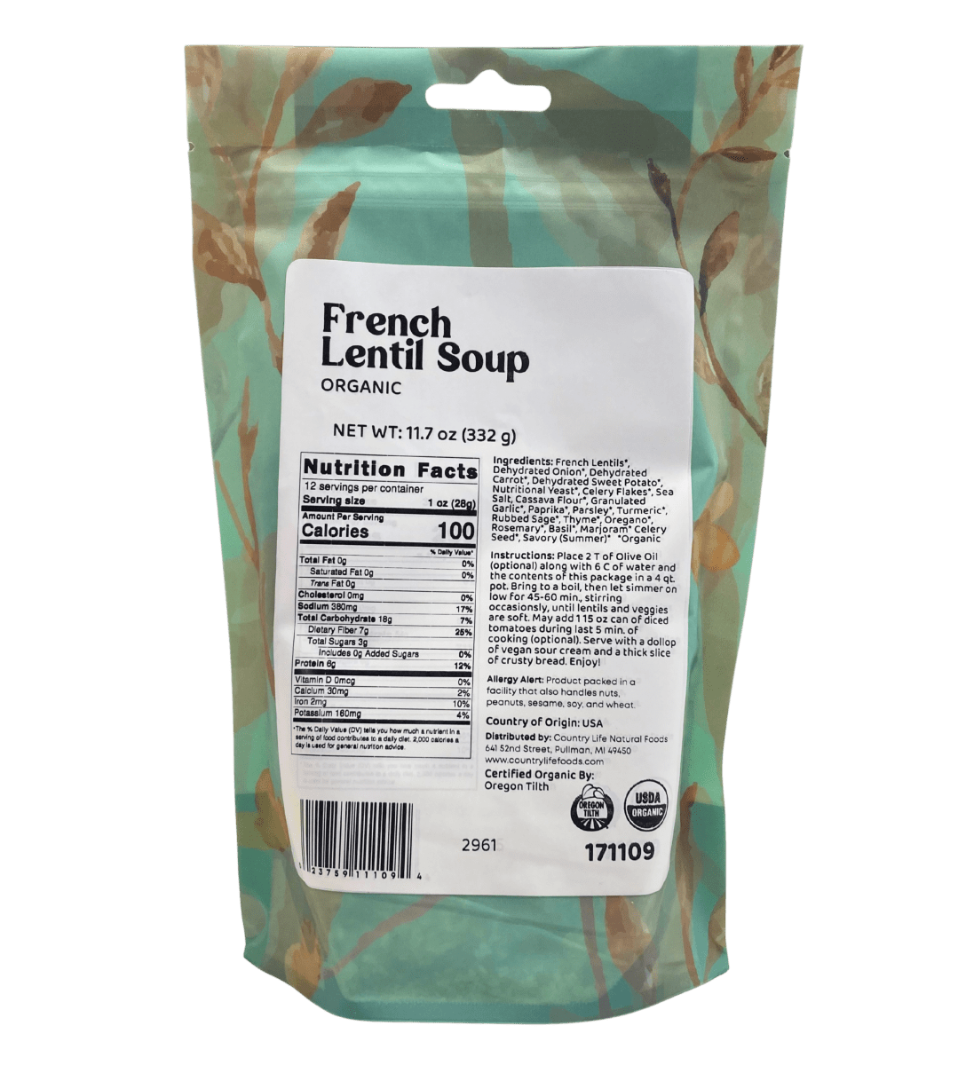 Organic French Lentil Soup - Gourmet Convenience