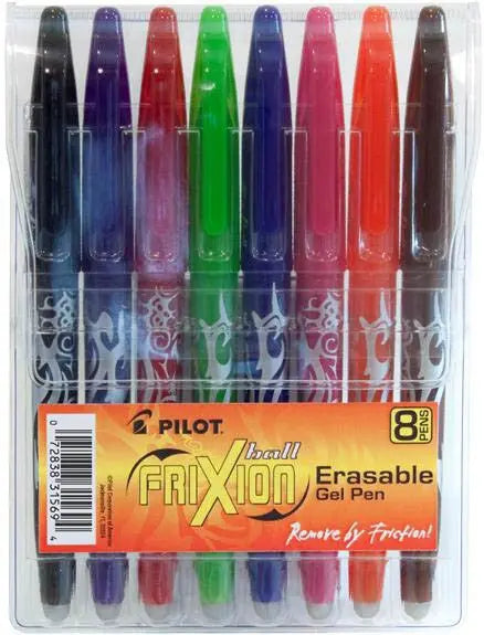 Assortiment de stylos gel Frixion à pointe fine - 8 pièces