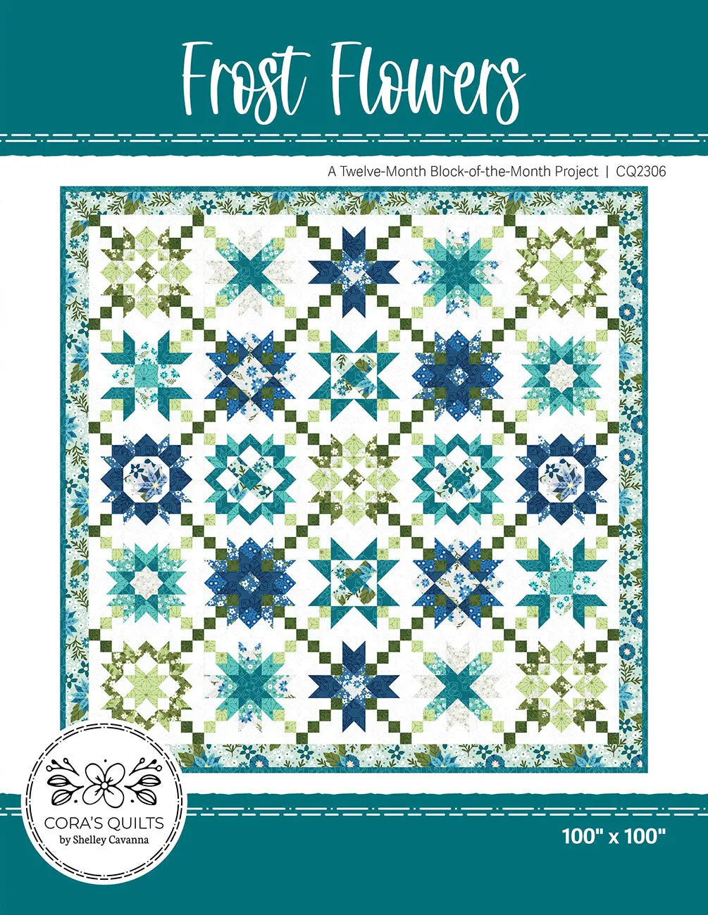 Patrón de Colcha Frost Flowers Block-of-the-Month