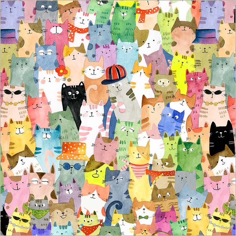 Tissu en coton Wideback Chats Plein de Purrsonalité par Yard