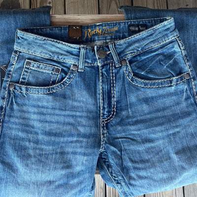 Wrangler Rock 47 Men's Slim Bootcut Jeans - Light Wash - Korvel