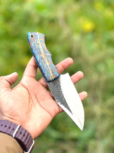 Premium Hunting Knife – 9" Handcrafted J2 Steel Blade with Epoxy Resin Grip & Leather Sheath - Korvel