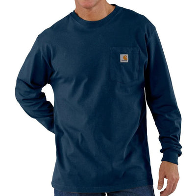 Carhartt Men's Navy Long Sleeve Crewneck Shirt - Korvel