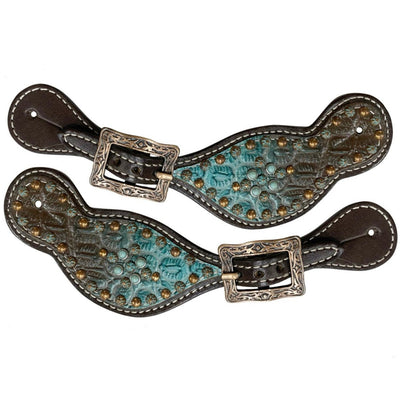 Stylish Turquoise Gator Spur Straps for Western Enthusiasts - Korvel