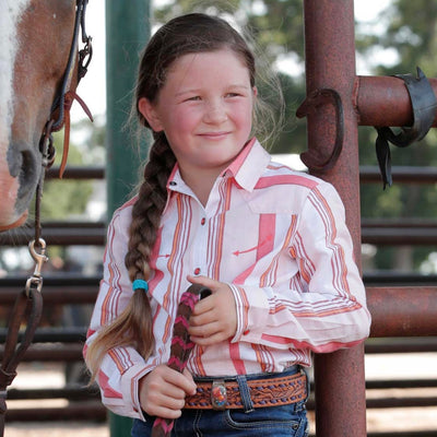 Charming Pink & Orange Striped Vintage Shirt for Girls - Korvel