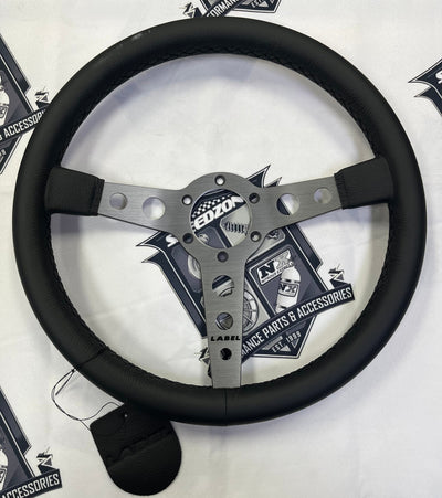 The Daytona Steering Wheel | Black Leather & Graphite Spoke
