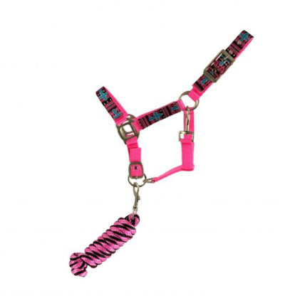 Vibrant Pink Pony Halter with Turquoise Accents - Korvel