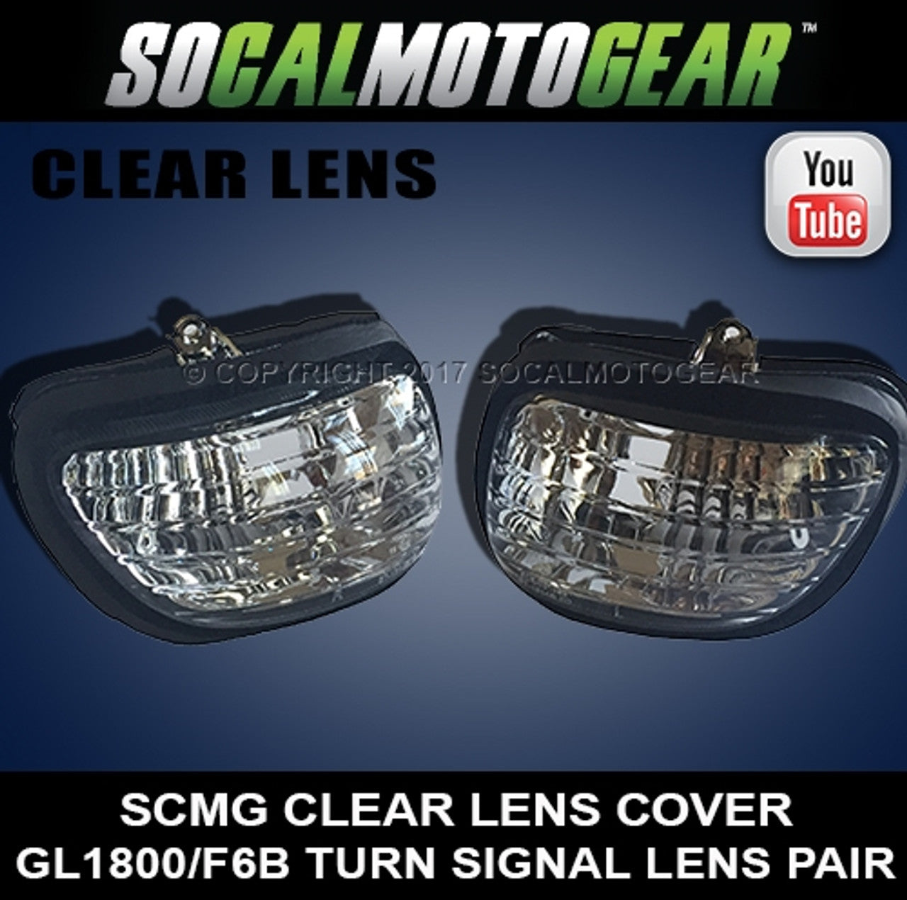 Premium LED G18sTL Turn Signal Lens Covers for GL1800/F6B - Clear or Smoke Pair - Korvel